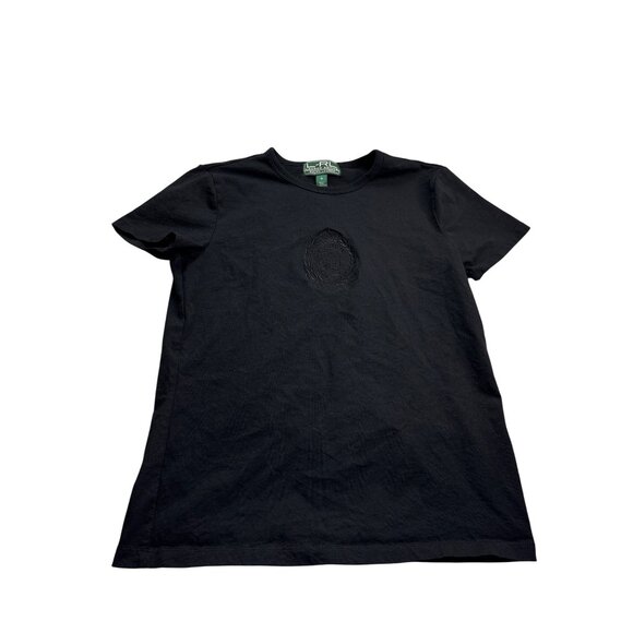 Vtg Y2K L-RL Lauren Active Ralph Lauren Black T-Shirt Tee M Embroidered Crest - Picture 1 of 5